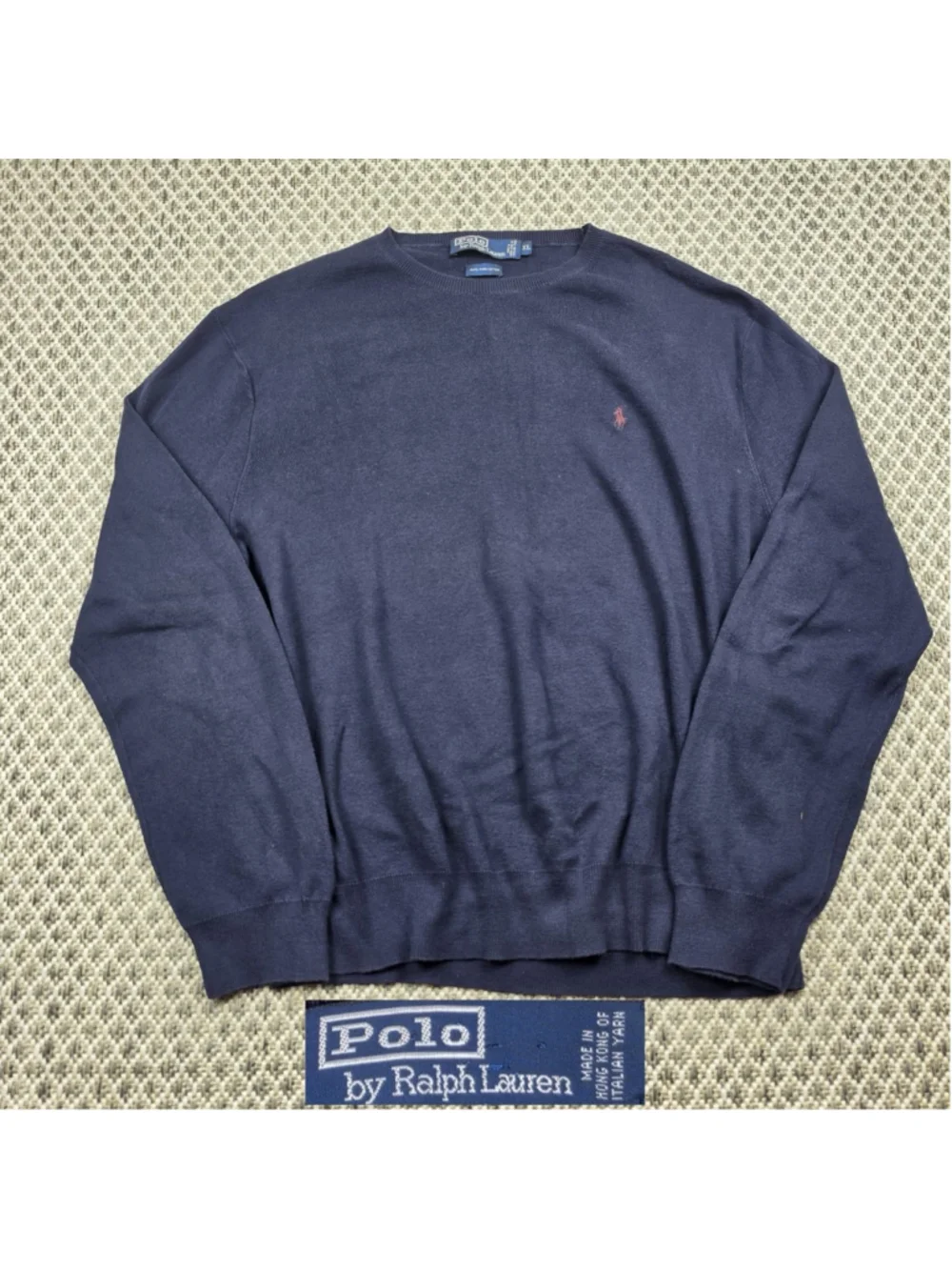 Polo Ralph Lauren Pima Cotton Sweater Navy Blue Crewneck Pony Logo XL